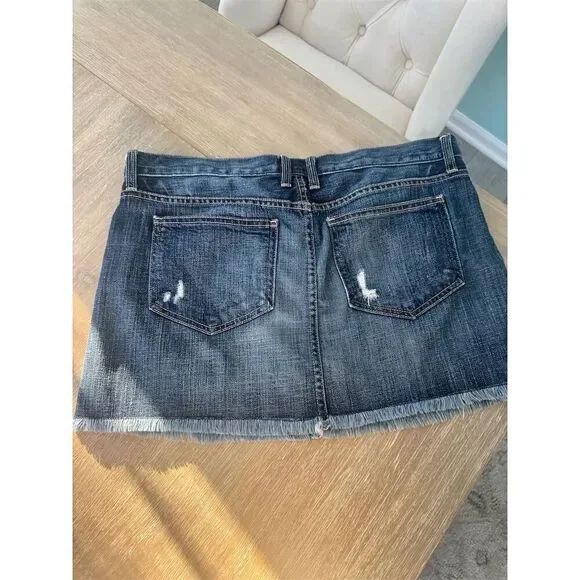 Current/Elliott Women's Size 31 Blue Distressed Mini Skirt Frayed Hem‎ - Picture 7 of 10